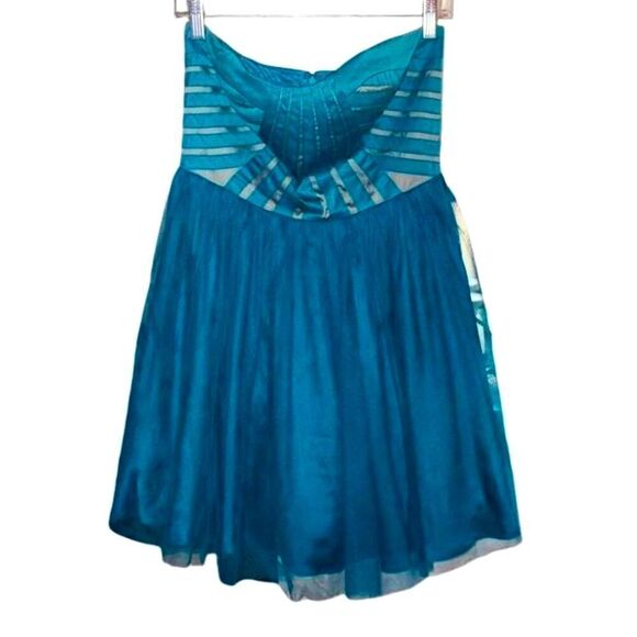 Vintage Cerulean Blue Corset & Tulle Strapless Dress - Picture 16 of 16